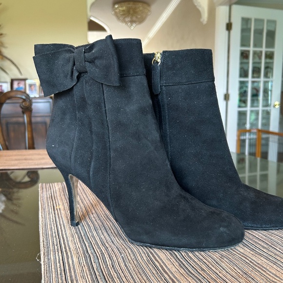 Kate Spade “Kristi” Black Suede Boots with Bow Size 10 - Picture 1 of 7